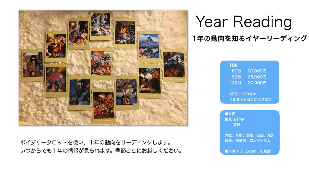 Year Reading １年の動向を知るセッションです。季節ごとにお越しください。